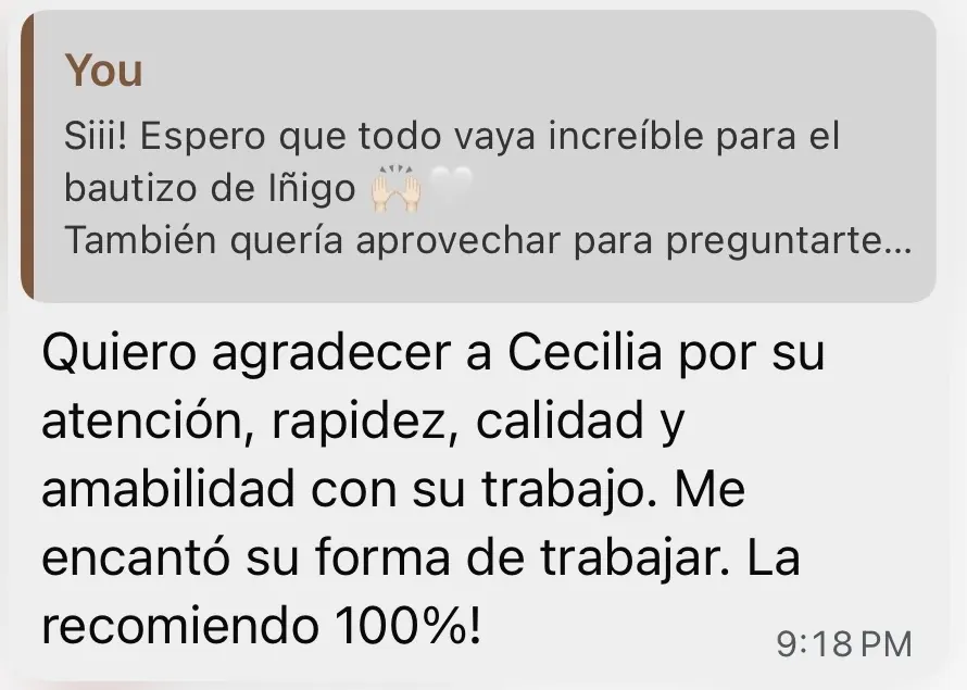 Mensaje de cliente satisfecho con Rugra
