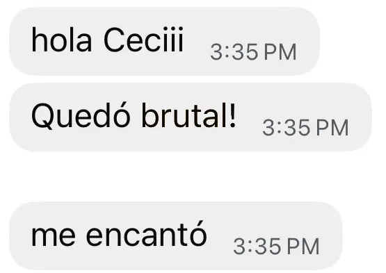 Mensaje de cliente satisfecho con Rugra