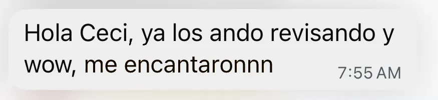Mensaje de cliente satisfecho con Rugra