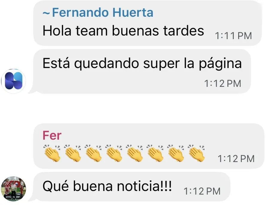 Mensaje de cliente satisfecho con Rugra