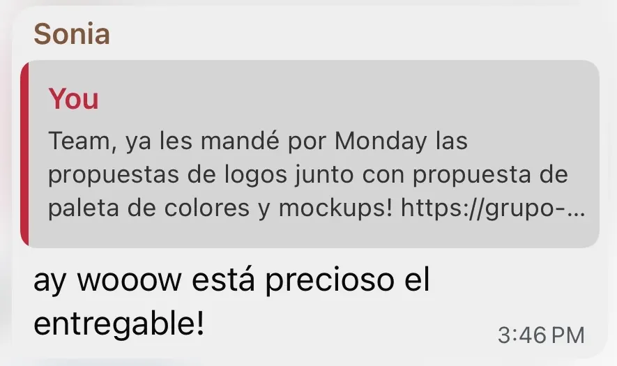 Mensaje de cliente satisfecho con Rugra